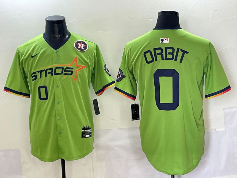 Men 2025 Houston Astros #0 Orbit Green Three generations Joint Name Nike MLB Jersey style 6